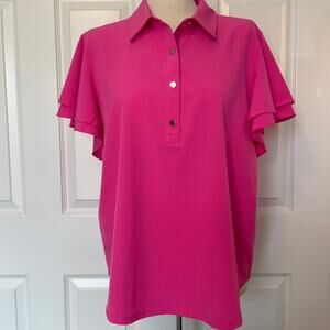 Chico's Women's Pink Flutter Sleeve Blouse, size 12